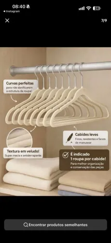 Kit 20 cabides de veludo lacrados
