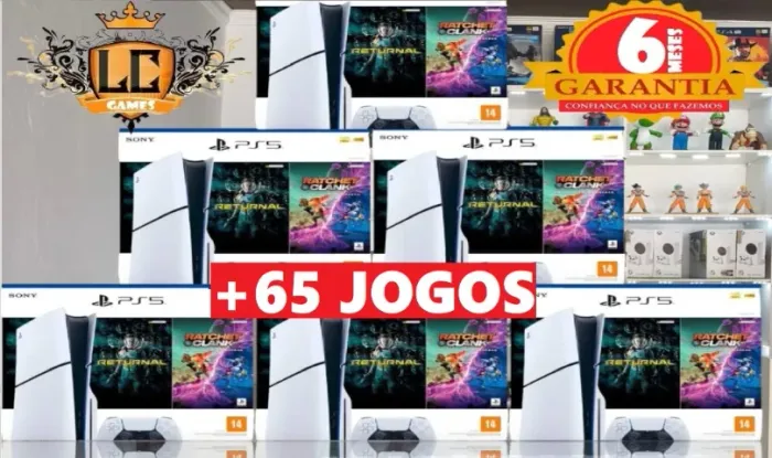 PLAYSTATION 5 SLIM 1TB COM LEITOR + 75 JOGOS + O6 MESES GARANTIA + BRINDES ( LOJA FISICA )