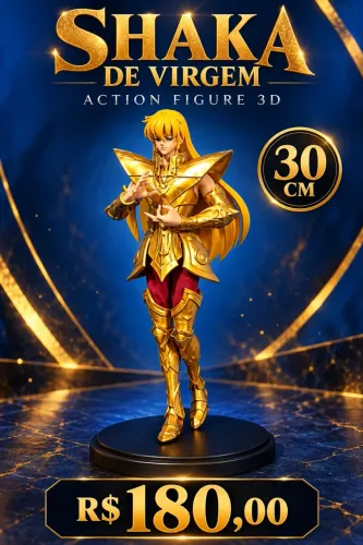 Action figure shaka cavaleiro dos zodíaco impressão 3d