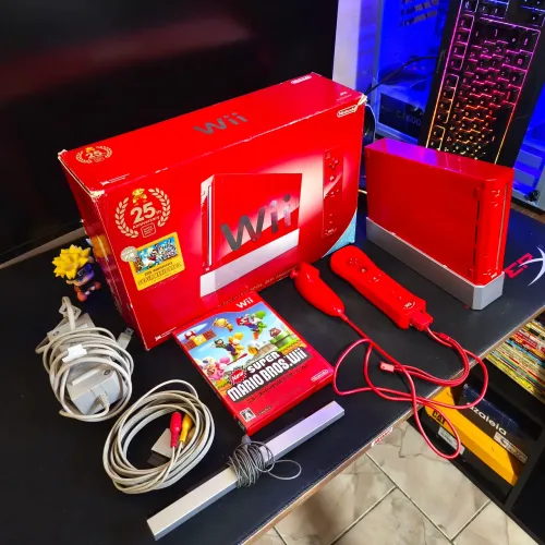 Nintendo Wii Edição Especial Japonês Mario Aniversário de 25 Anos Vermelho Caixa Completa