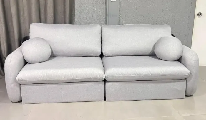 SOFÁ CAMA LARGURA 2,30 NO LINHO COM 4 ALMOFADAS D28