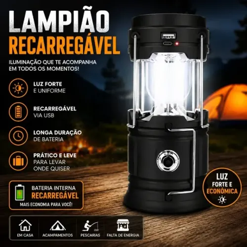 Lampião recarregavel e solar ( produto novo )