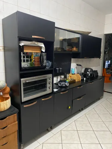 Armário de cozinha Preto MDF 