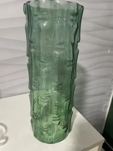 Vaso de vidro verde decorativo - 40 cm