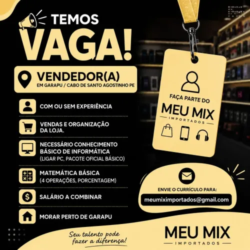 Vaga Vendedor/atendimento