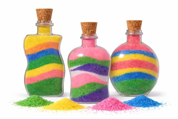 Areias Tratadas Cores Vibrantes Para Decoração de Artesanatos ou Tamque de Playgrounds