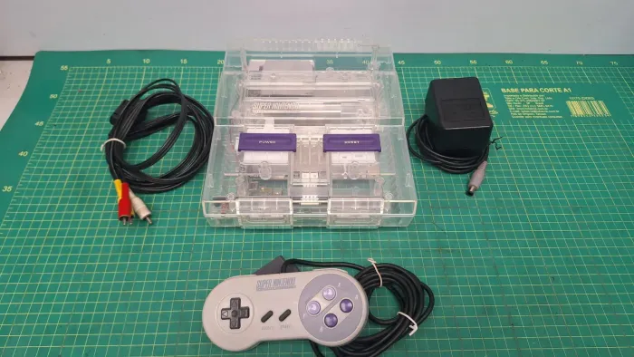 Super Nintendo translúcido completo tudo original 