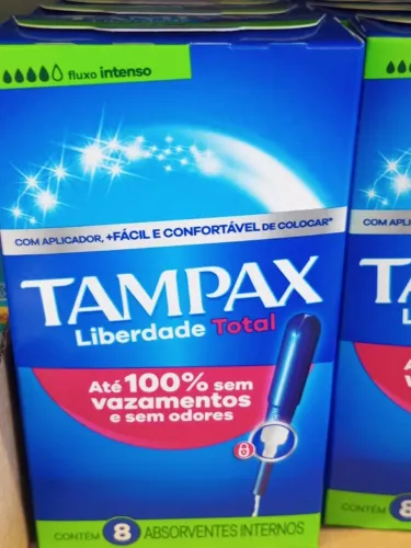 absorvente interno tampax, liberdade total ate 100% sem vazamentos e sem odores- 8unidades