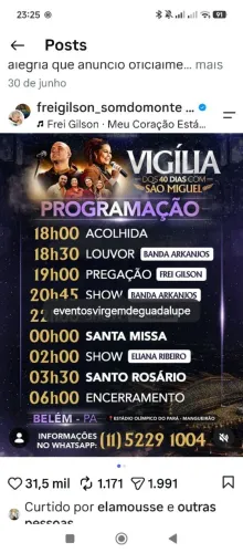 Vigília com Frei Gilson Show Mangueirão