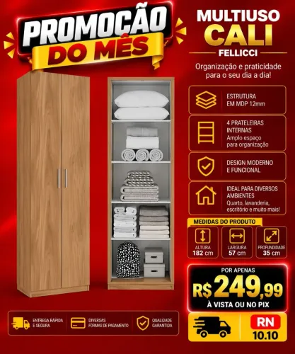 Armário Multiuso Cali Fellicci - Amadeirado