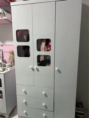 Quarto de Bebê Completo Branco - Berço + Guarda-Roupa + Cômoda | Conservado