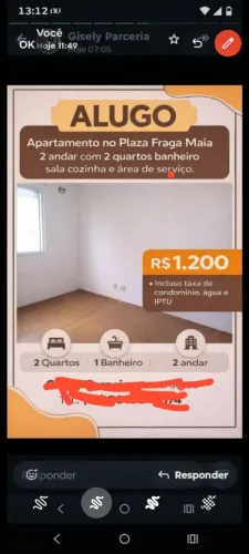 ALUGO APARTAMENTO NO CONDOMÍNIO PLAZA FRAGA MAIA