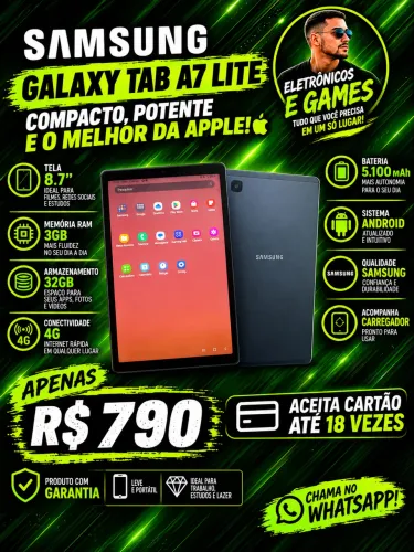 TAB A7 LIGHT 4G - 32Gb 3GB/ TELA 8.7 semi novo, só venda !!!!