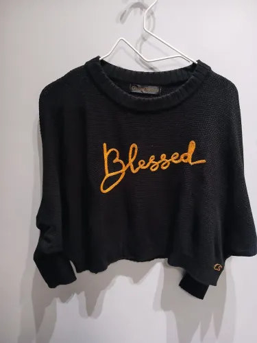 CASACO CROPPED TRICÔ PRETO CARMEN STEFFENS TAM M