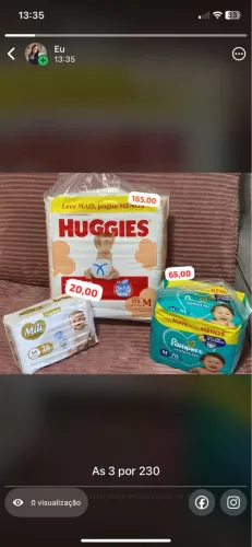 Fraldas M huggies, mili, pampers
