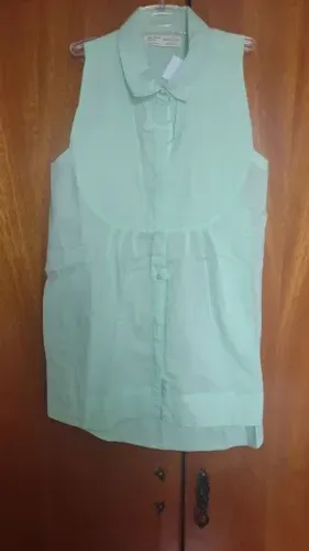 Camisa Feminina Plissada Sem Manga Zara Girls - Tamanho 12/14 Anos