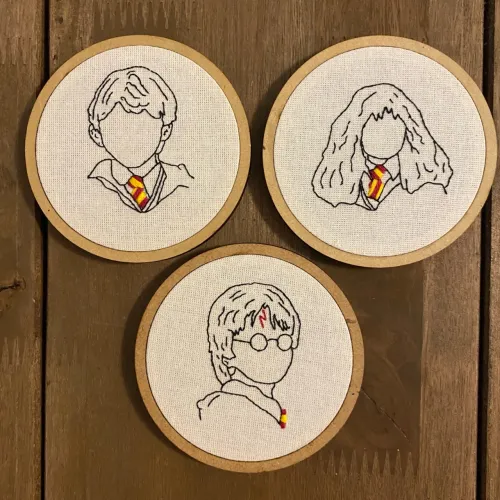 Kit 3 bordados O trio de ouro - Harry Potter