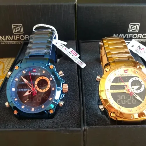 Relógios Masculinos NAVIFORCE - dourado e Azul