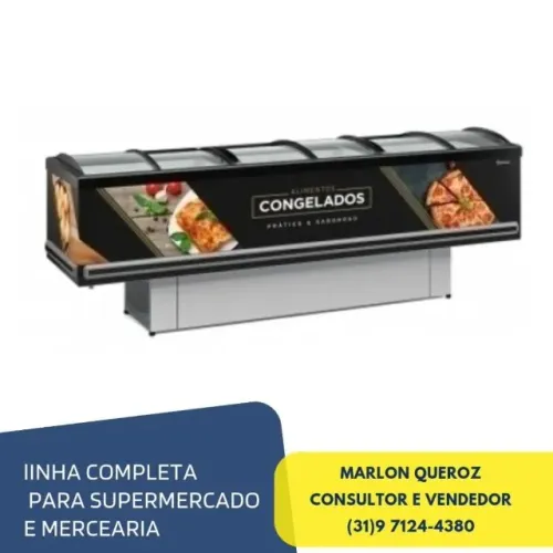 Ilha de Congelados 2,9M Gelopar 110/220v Vidro Curvo