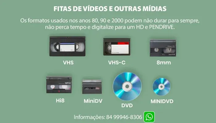 Conversão e Digitalização de Fitas VHS e Midias para Arquivos em HD e Pendrive