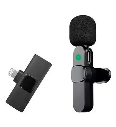 Microfone Lapela Sem Fio para iPhone Lightning Recarregável