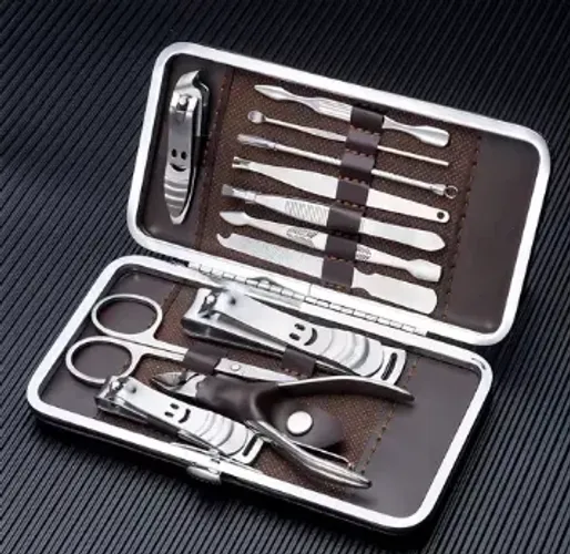 Kit Manicure Portátil com Estojo Alicate Cortador De Unha Tesoura Pincas 13 Pç z874