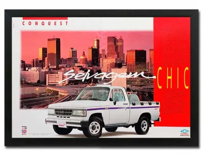 Chevrolet D20 Conquest 1992 ou 1993 - Quadro decorativo com propaganda original de revista