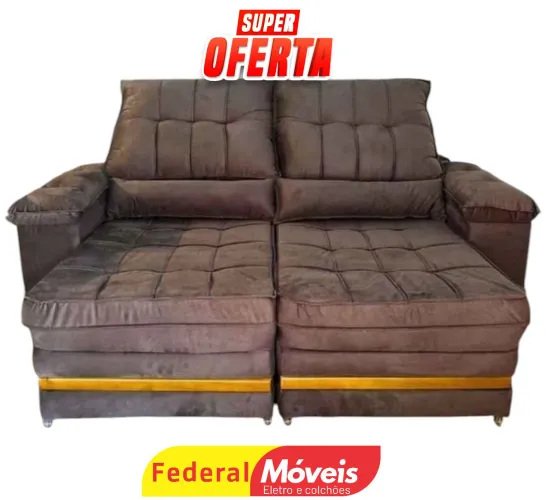 Sofá Retrátil e Reclinável Marrom 2,00m - Super Oferta!