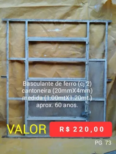 BASCULANTE ANTIGA USADA EM BOM ESTADO COM MAIS DE 60 ANOS MEDINDO  ( 1.OO MT X 1 20 MT )
