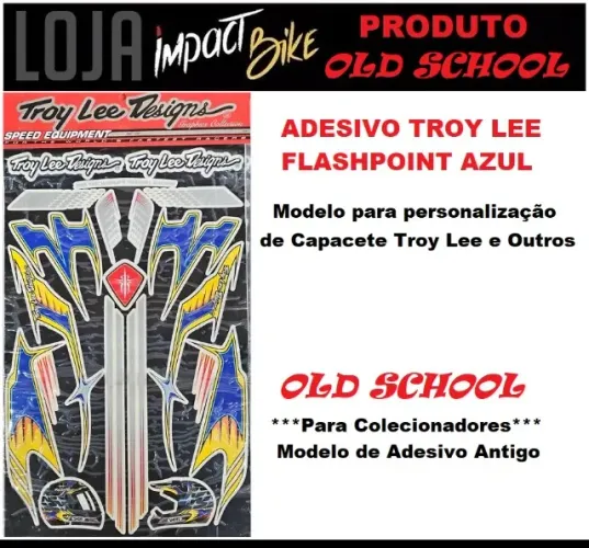 Bicicleta MTB, DH, BMX, Cartela de Adesivos Troy Lee Flashpoint Azul - Capacetes Full Face