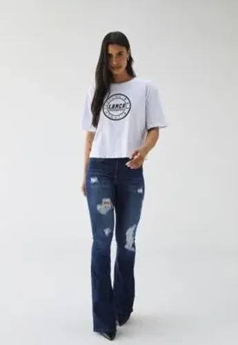 Calça Jeans Lança Perfume Flare Atena Destroyed Azul