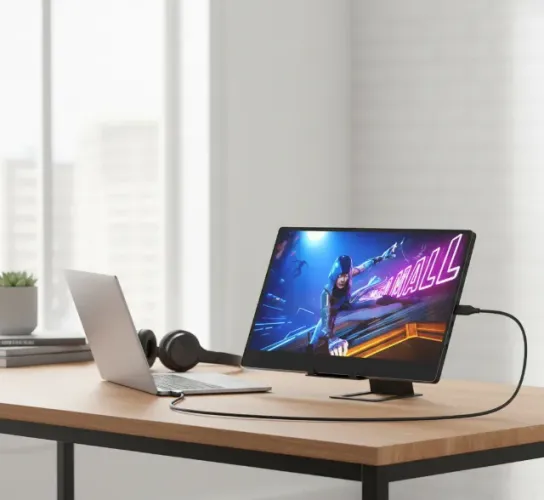 Monitor portátil HDMI com SOM MUCAI 14 HD polegadas 60Hz para laptop pc mac celular switch