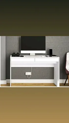 Escrivaninha Branca Moderna com2  Gavetas amplas 