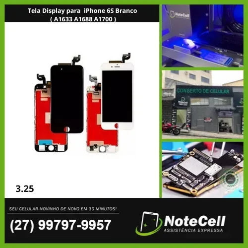 Tela Display Para iPhone 6S Branco( A1633 A1688 A1700 )-Instalação Expressa Em 30 Minutos!