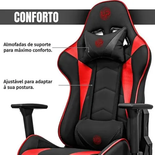 Cadeira Gamer UP X153DP Ergonômica com braço 3D, inclinável 180º almofada pescoço e lombar