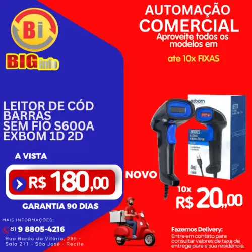 Leitor de Codigo de Barras 1D / 2D - Novo Garantia - Em ate 10x Ficas 