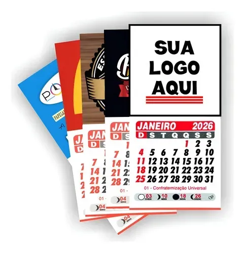 kit com 100 unidades mini calendário de ima de geladeira