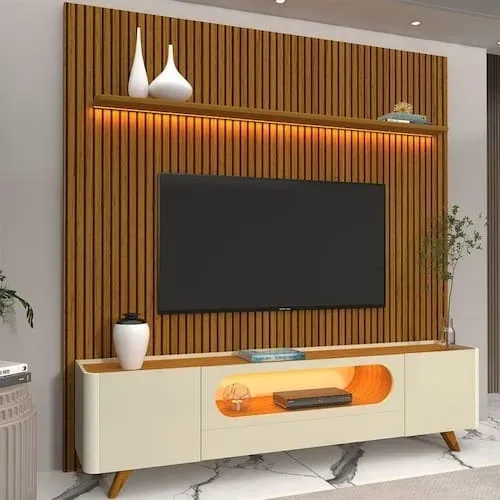 Painel Nobre 230 Naturale + Rack Nobre 210 (Pés de Madeira) tt876