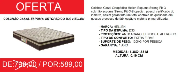 Colchão com alta densidade ortopédico