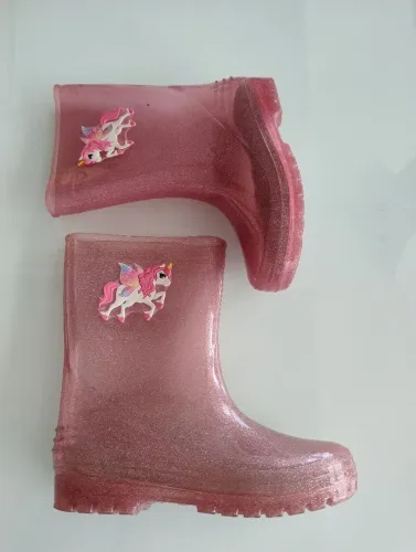 Botas de Chuva Infantil Unicórnio Glitter Rosa