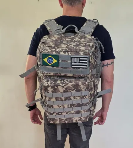 Mochila Militar Tática Assault 50l Cinza Camuflado Urbano Operacional Nova 