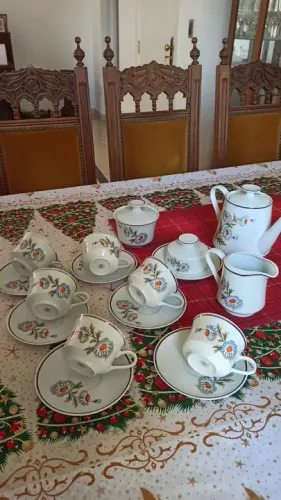 Jogo de Chá em Porcelana com Flores