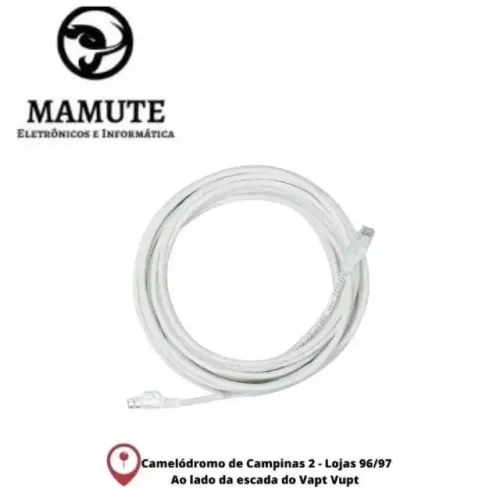 Cabo De Rede Giga Crimpado Lan Rj45 Cat6 Branco 10m