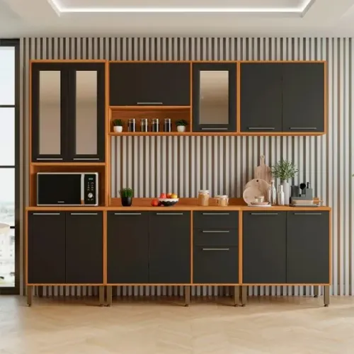 Armario de Cozinha Compacta Paris 5 Peças 13 Portas 2 Gavetas Com Balcão p/ Cooktop - PRON