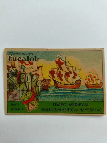 Antiguidade - Estampa do sabonete Eucalol - Navegações Tempo Medieval