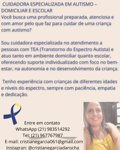 Procuro vaga para cuidadora de crianças típicas ou atípicas.