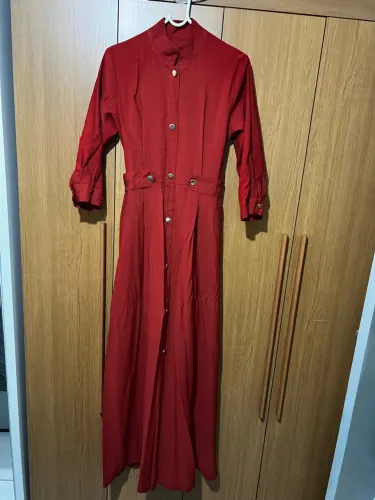 vestido longo terracota m