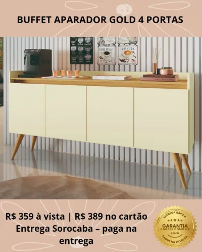 Aparador Buffet Gold 4 Portas - Entrega Amanhã Zona Norte