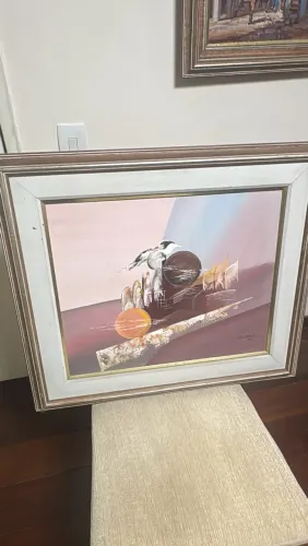 Quadro do pintor Esdras Moraes Silveira com moldura
