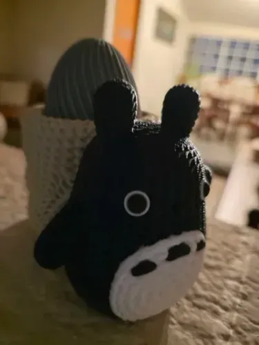 (Sob encomenda) Suporte para Ovos Totoro - Edição Ponto Tricotado